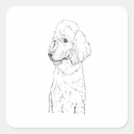 Standaard Poodle-hondillustratie - Inktkunst Vierkante Sticker