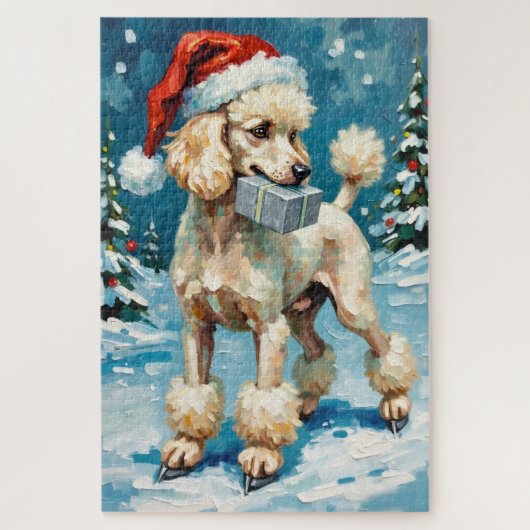 Standaard Poodle IJsschaatser Kerstcadeau Hoed Legpuzzel (Verticaal)
