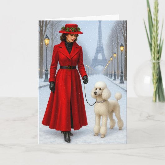 Standaard Poodle Kerstkaart Feestdagen Kaart (Voorkant)