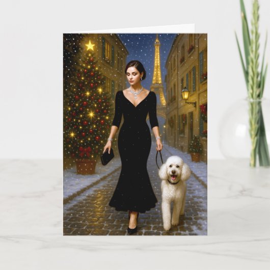 Standaard Poodle Kerstkaart Feestdagen Kaart (Voorkant)