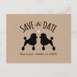 Standaard Poodle Silhouetten Trouw Save the Date Aankondigingskaart
