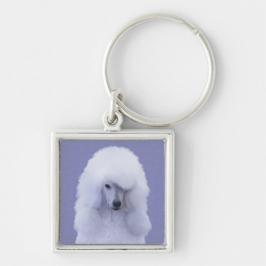 Standaard Poodle Witte Schilderij - Originele Hond Sleutelhanger (Voorkant)