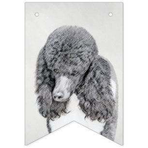 Standaard Poodle Zwart Parti Schilderij - Honden K Vlaggetjes