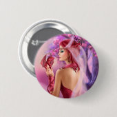 Standaard, ronde Button mooie fantasievrouw (Voorkant /achterkant)