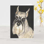 Standaard Schnauzer Dog Art Wenskaart Kaart (Gele Bloem)