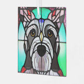 Standaard Schnauzer "Glas in lood" Glas Ornament (Voorkant links)