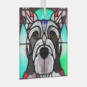 Standaard Schnauzer "Glas in lood" Glas Ornament (Voorkant Rechts)