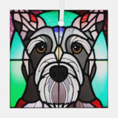 Standaard Schnauzer "Glas in lood" Glas Ornament (Achterkant)