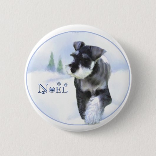 Standaard Schnauzer Noel Ronde Button 5,7 Cm (Voorkant)