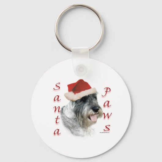 Standaard Schnauzer Santa Paws Sleutelhanger (Voorkant)