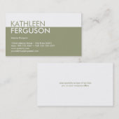 Standaard tweekleurige kleurenblok groen professio visitekaartje (Voorkant / Achterkant)