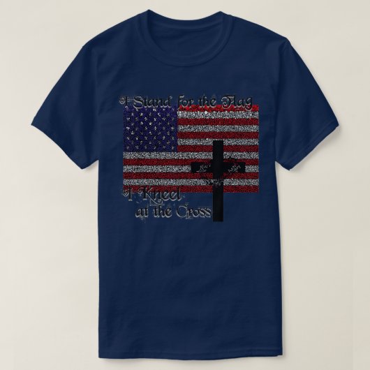 Standaard voor de vlag Kneel voor de kruispatriott T-shirt (Design voorkant)