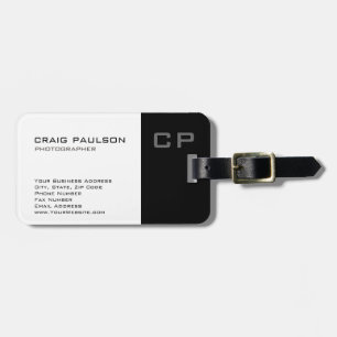Standaard zwart monogram modern Visitekaartje Bagagelabel