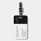 Standaard zwart monogram modern Visitekaartje Bagagelabel (Voorkant verticaal)