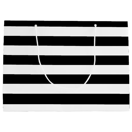 Standaard zwart-wit horizontale strepen large cadeautasje (Achterkant)
