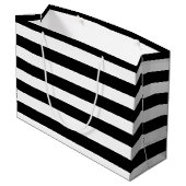 Standaard zwart-wit horizontale strepen large cadeautasje (Achterkant Gekanteld)