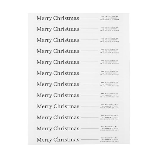 Standaard zwart-wit kerstterugzendadres (Vel)