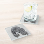 Standaard zwart-witschilderwerk met wieltjes glazen onderzetter (Schuin)