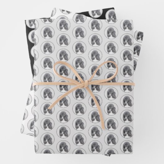 Standaard zwart-witschilderwerk met wieltjes inpakpapier vel (In situ)