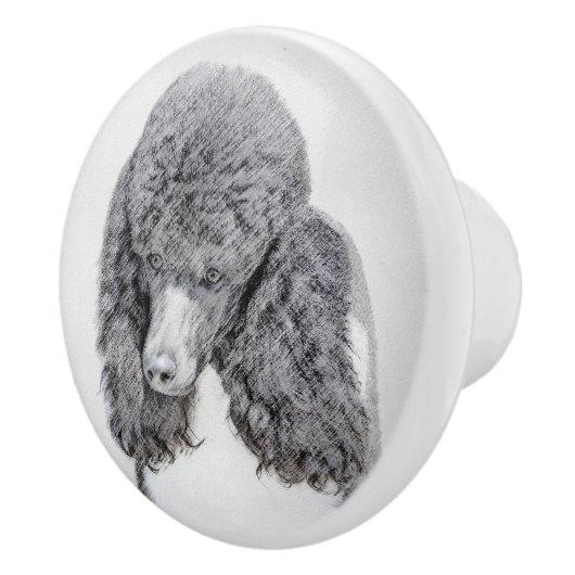 Standaard zwart-witschilderwerk met wieltjes keramische knop (Rechts)