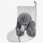 Standaard zwart-witschilderwerk met wieltjes kleine kerstsok (Achterkant)