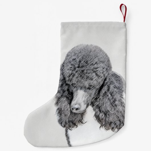 Standaard zwart-witschilderwerk met wieltjes kleine kerstsok (Achterkant)