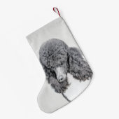 Standaard zwart-witschilderwerk met wieltjes kleine kerstsok (Achterkant (Hangend))