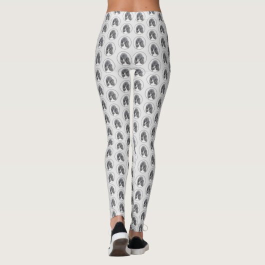 Standaard zwart-witschilderwerk met wieltjes leggings (Achterkant)