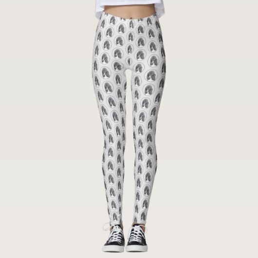 Standaard zwart-witschilderwerk met wieltjes leggings (Voorkant)