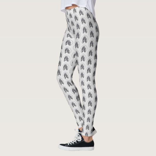 Standaard zwart-witschilderwerk met wieltjes leggings (Links)