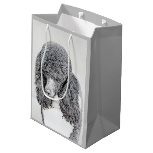 Standaard zwart-witschilderwerk met wieltjes medium cadeauzakje (Achterkant Gekanteld)