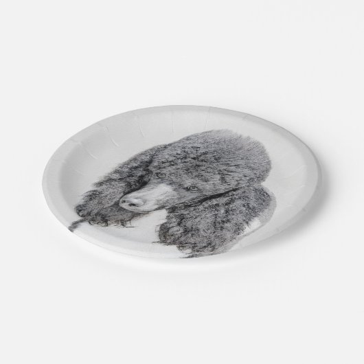 Standaard zwart-witschilderwerk met wieltjes papieren bordje (Gekanteld)