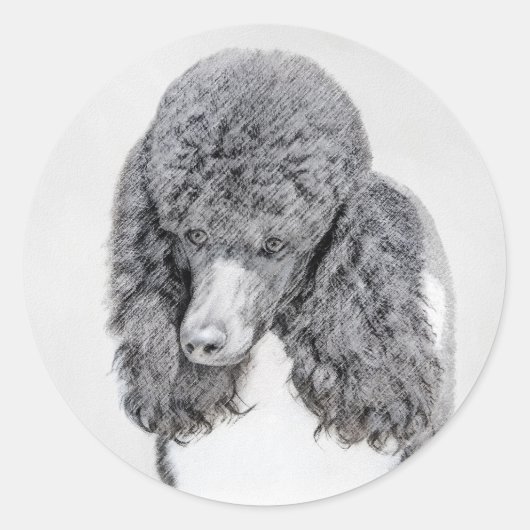 Standaard zwart-witschilderwerk met wieltjes ronde sticker (Voorkant)