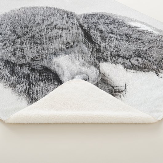 Standaard zwart-witschilderwerk met wieltjes sherpa deken (3/4)