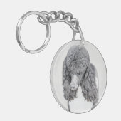 Standaard zwart-witschilderwerk met wieltjes sleutelhanger (Voorkant Links)