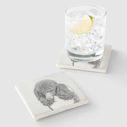 Standaard zwart-witschilderwerk met wieltjes stenen onderzetter (Zijkant)