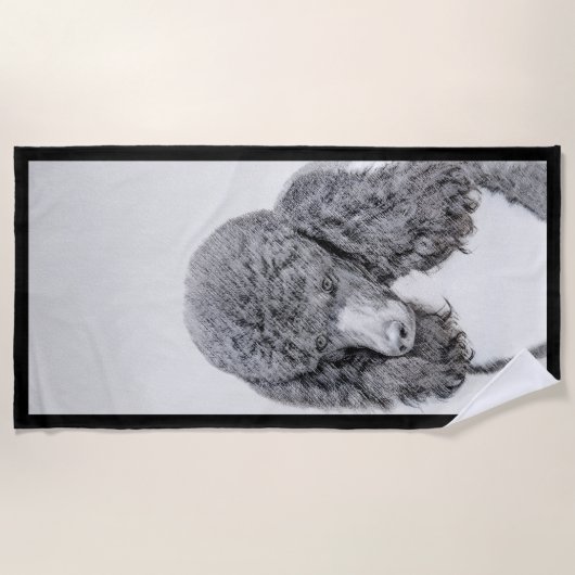 Standaard zwart-witschilderwerk met wieltjes strandlaken (Voorkant)