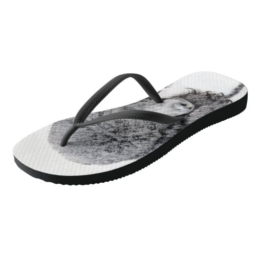 Standaard zwart-witschilderwerk met wieltjes teenslippers (Schuin)