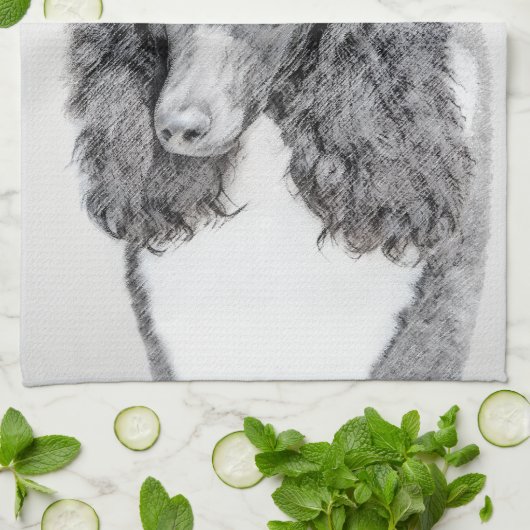 Standaard zwart-witschilderwerk met wieltjes theedoek (Gevouwen)