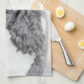 Standaard zwart-witschilderwerk met wieltjes theedoek (Quarter Fold)