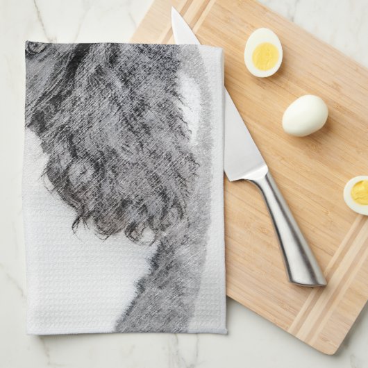 Standaard zwart-witschilderwerk met wieltjes theedoek (Quarter Fold)