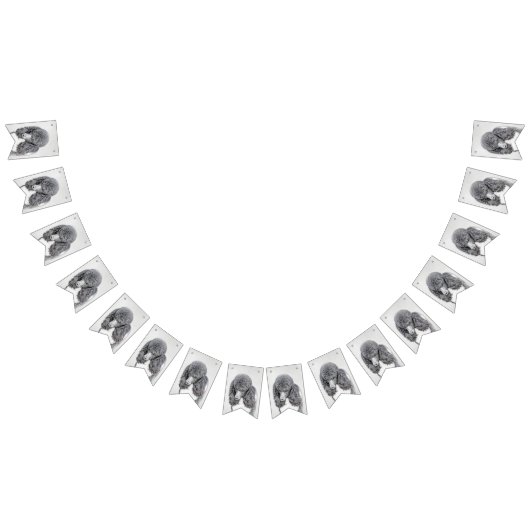 Standaard zwart-witschilderwerk met wieltjes vlaggetjes (Alle)