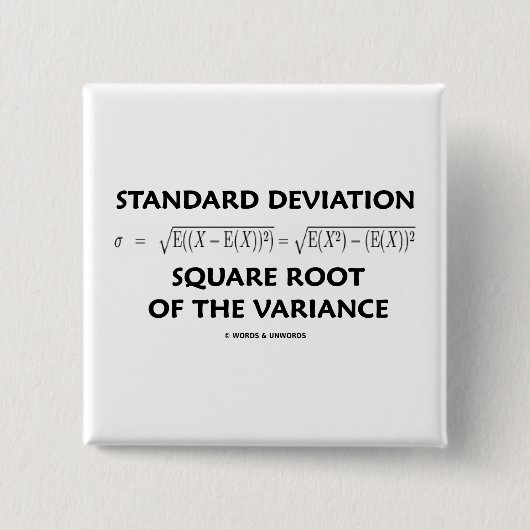 Standaarddeviatie-vierkantswortel van de variantie vierkante button 5,1 cm (Voorkant)