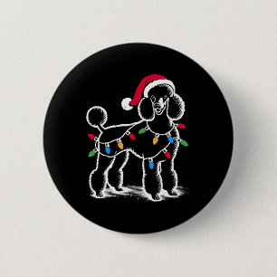 Standaarden Poedel Kerstverlichting Kerstman Hoed  Ronde Button 5,7 Cm