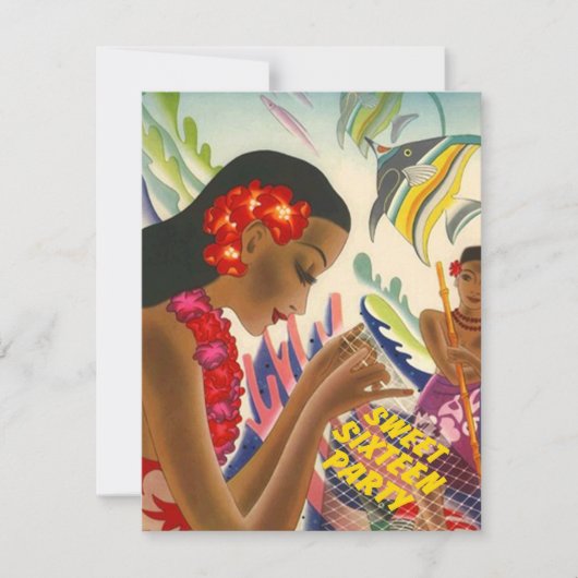 STANDAARDINVITATIE LUAU TROPICAL KAART (Voorkant)