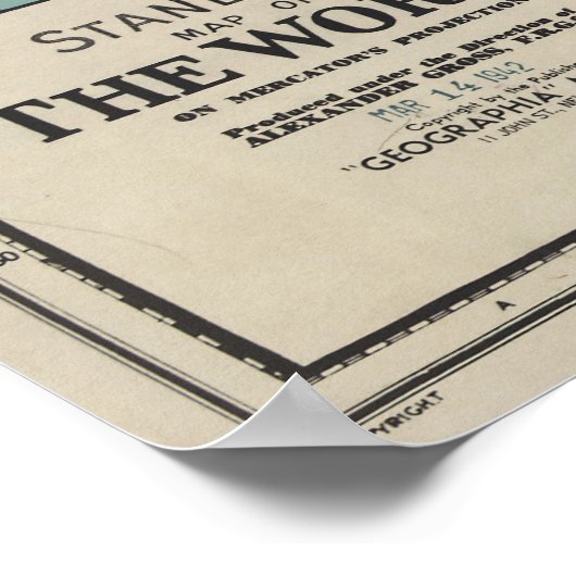 Standaardkaart van de wereld (1942) poster (Hoek)