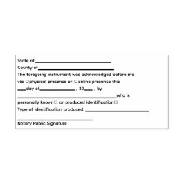 Standaardoverzicht door notaris  zelfinktende stempel