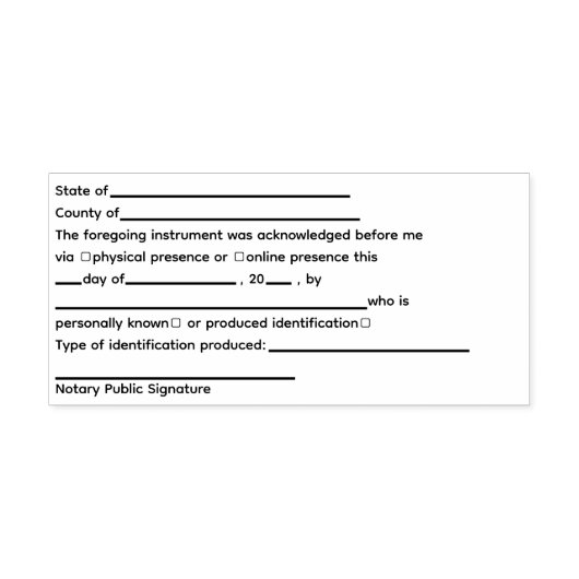 Standaardoverzicht door notaris  zelfinktende stempel (Design)