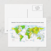 Standaardtijdzones van de wereld en economische zo briefkaart (Voorkant / Achterkant)