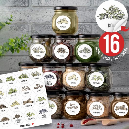 Standard Kitchen Spices Dried Herb Round - DEEL 1 Sticker
